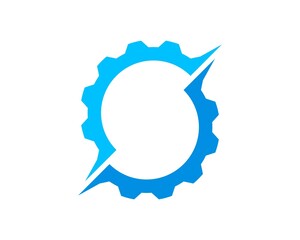 Broken mechanical gear in blue color