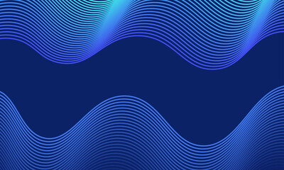 Wavy blue vector abstract background with curved lines