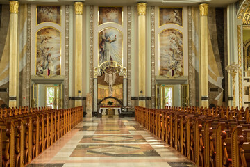 Chancel, main altar.Sanctuary of Our Lady of Sorrows in Licheń, Queen of Poland. The largest temple in Poland.