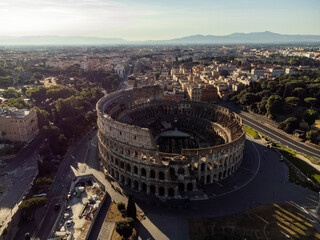 Obraz premium Drone view of the Colosseum