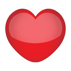 Glossy red heart with white background. Vector illustration. The heart as a symbol of love.