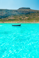 Amazing crystal clear water in the Balos Lagoon, Crete,  Greece