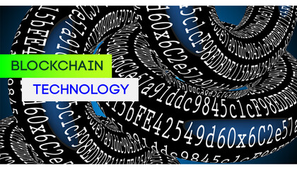 Blockchain technology. Coding background with sign symbol binary code numbers design