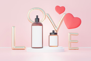 3d render of blank cosmetics skincare product or packaging for mock up. Beauty soap and spa concept. Lotion oil moisture for skin health. Premium and luxury design for branding.