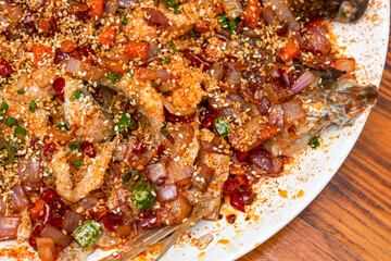 A spicy and delicious Sichuan dish, oily and spicy fish fillets