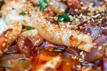 A spicy and delicious Sichuan dish, oily and spicy fish fillets