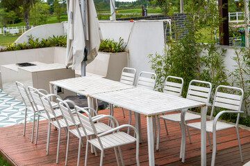 Catering long table seating and conference long table in restaurant