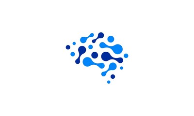 neuron connection logo design, Human brain icon innovation intelligence vector illustration.