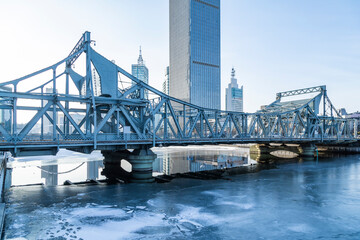 Winter scenery of Tianjin bridge