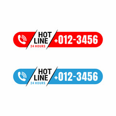 Hotline phone number icon with call icon, phone contact number modern minimalist design template. Vector Illustration