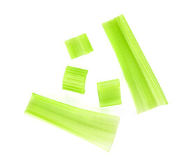 Top view of celery isolated on white background