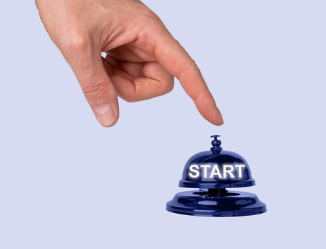 START button. Pressing begin, startup ring concept. High quality photo