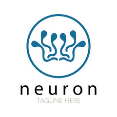 Neuron logo or nerve cell logo design,molecule logo illustration template icon with vector concept