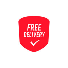 free delivery parcel vector icon. Free delivery label shipping pointer or sale sticker. Fast courier, transportation and cargo service free promotion badge illustration isolated on white background