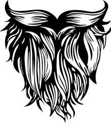 Vector image of a long, well-groomed beard. Perfect for use in a barber shop.