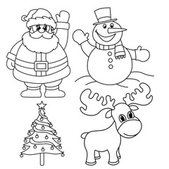 Cute Christmas element cartoon coloring page illustration vector. For kids coloring book.