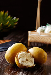 Dehydrated Luo Han Guo, traditional Chinese food. It's good for your throat when you drink it with water