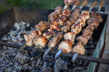 barbecue grill in the kitchen in the restaurant
