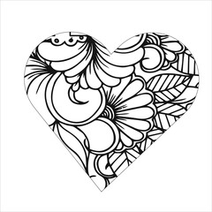 Heart  floral pattern coloring page for adults and kids , love floral coloring page  valentine day coloring page 