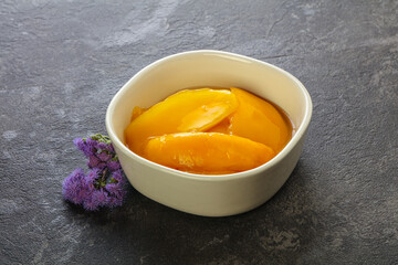 Sweet canned tropical fruit mango