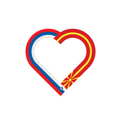 unity concept. heart ribbon icon of slovenia and north macedonia flags. vector illustration isolated on white background
