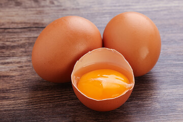 Fresh chicken Eggs with yolk