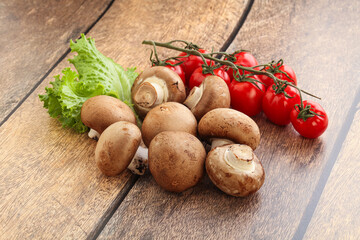 Raw brown royal champignon heap