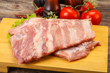 Raw pork ribs for cooking