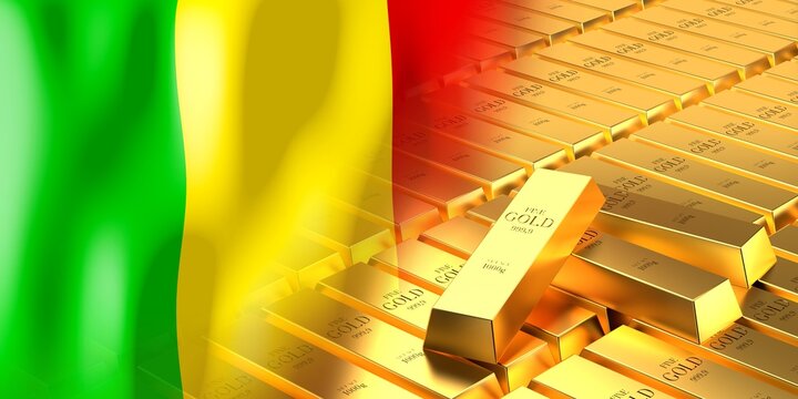 Mali flag and gold ingots - 3D illustration
