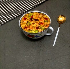 Fried ce with spoon and napkin 