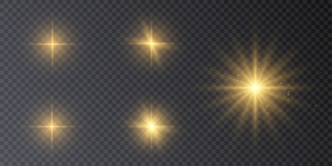 Obraz na płótnie Canvas Bright Star. Transparent glossy gradient glitter, bright flash. PNG texture. Sun light effect.Vector
