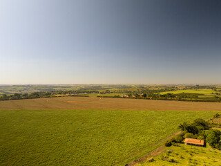 Foto aérea de um campo agricola em Limeira, São Paulo
