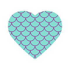 Mermaid scale heart icon. Clipart image isolated on white background