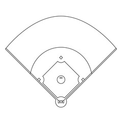 Baseball diamond line diagram. Clipart image isolated on white background