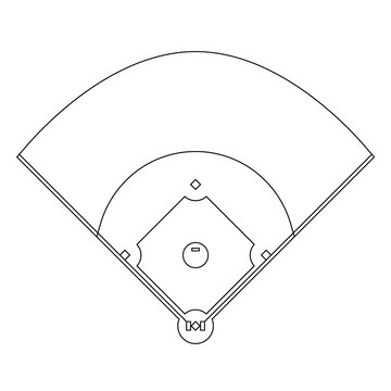 Baseball diamond line diagram. Clipart image isolated on white background