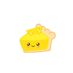 Cute kawaii key lemon pie icon. Clipart image isolated on white background