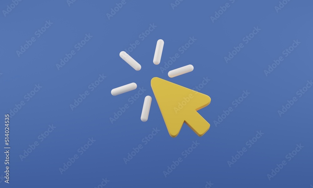 Aufkleber white and yellow arrow pointer 3d rendering illustration icon, cursor. mouse cursor for website brow