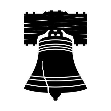 Liberty bell vector silhouette icon. Clipart image isolated on white background