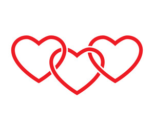 Triple Heart glyph icon. Clipart image isolated on white background