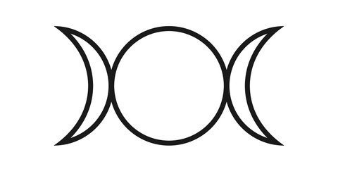 Triple moon goddess symbol icon. Clipart image isolated on white background