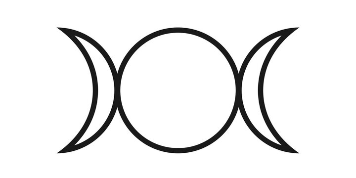 Triple moon goddess symbol icon. Clipart image isolated on white background