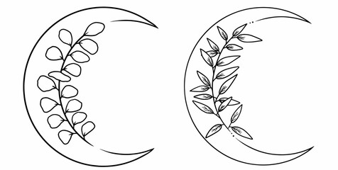 Two moons with aesthetic leaves