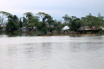 Fototapeta na wymiar Flooded area's situation or Scenery of Sylhet City.