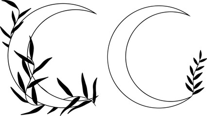 Two moons with leaves