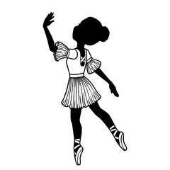 Vector illustration of ballet dancer. Black and white silhouette of ballerina in graceful pose isolated on a white background