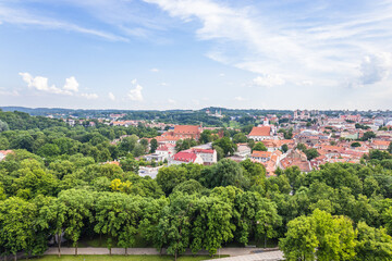 Fototapeta na wymiar View To Vilnius old town from Gediminas castle tower
