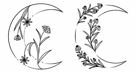 Two moons with daisy flowers