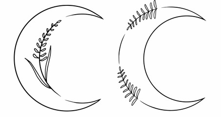 Two moons with leaves