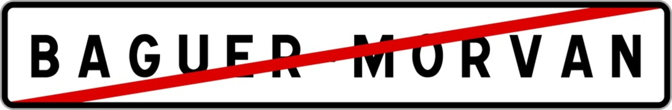 Panneau sortie ville agglom&eacute;ration Baguer-Morvan / Town exit sign Baguer-Morvan