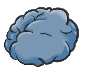 Depression unhappy sad grey blue brain cartoon illustration mental concept